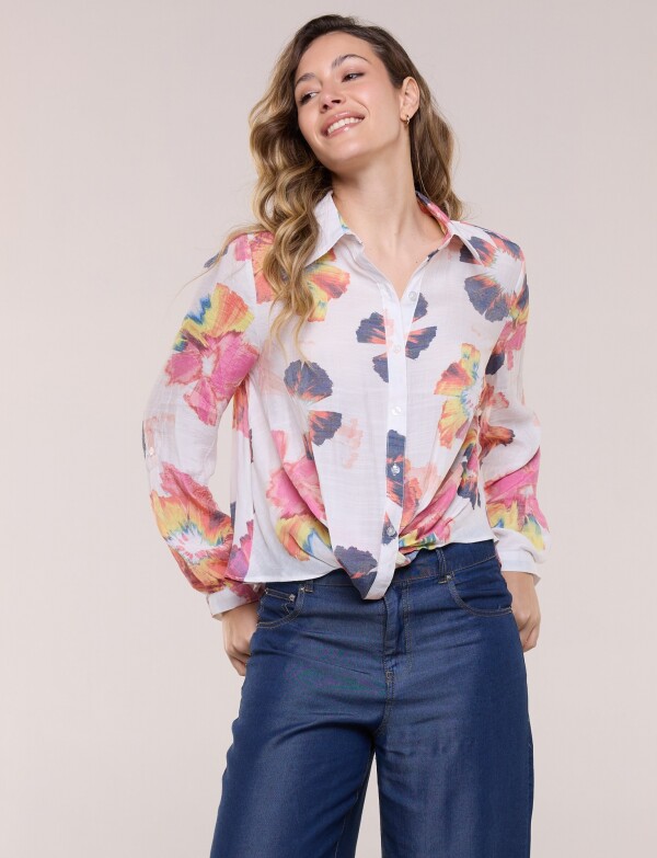 Camisa Botones Nudo BLANCO/MULTI