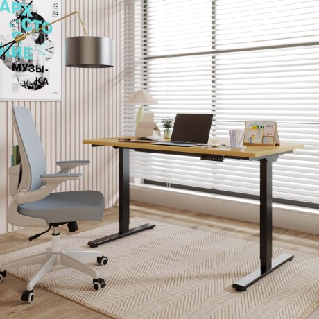 ESCRITORIO REGULABLE METAL-Y-MDF NEGRO E1PRO