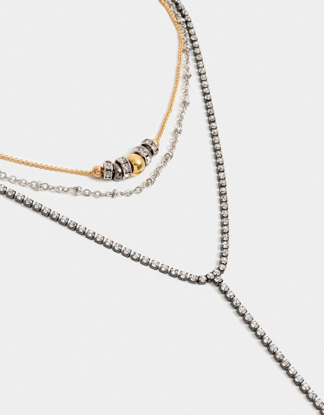 Collares Largos Strass Collar Largo Con Strass - Combinacion Bicolor