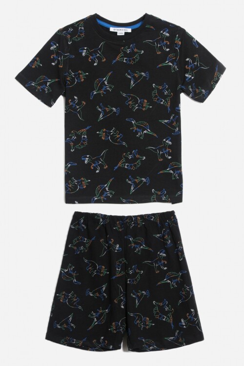 Conjunto short remera dino AZUL MARINO