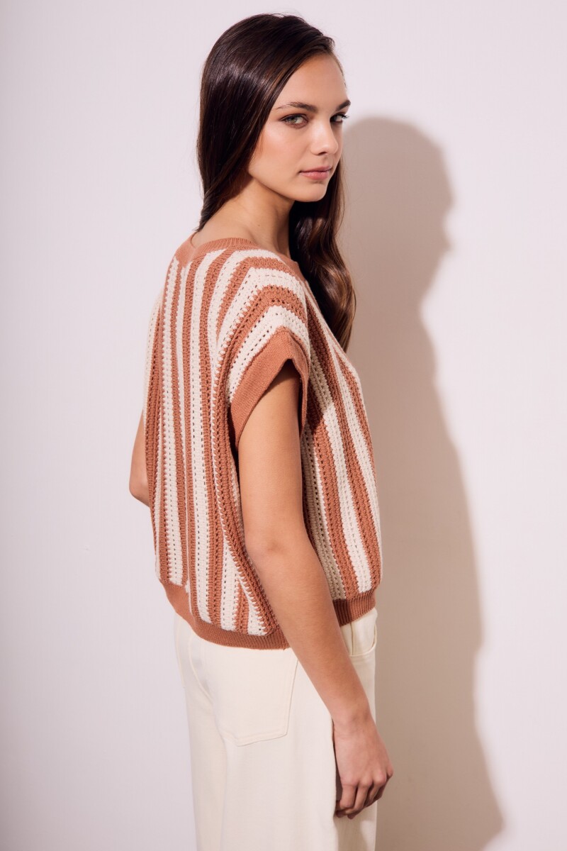 Chaleco Rayado Mocha