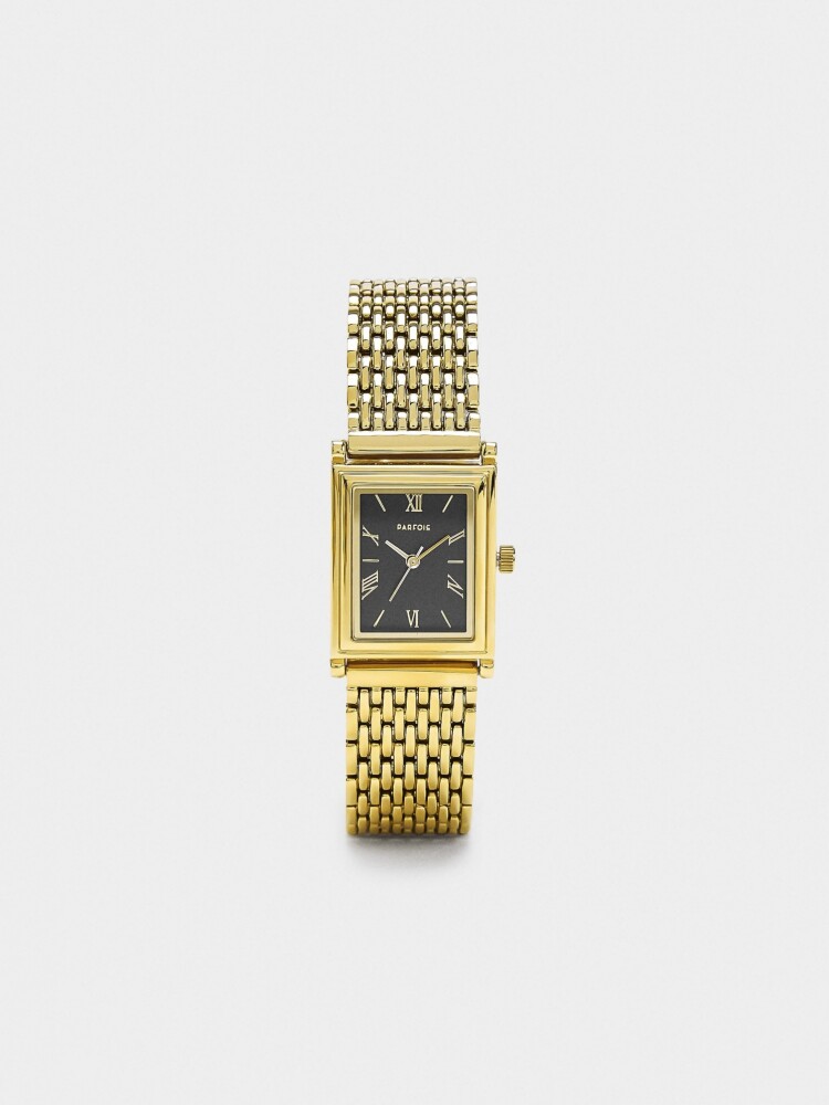Reloj Cuadrado Con Pulsera De Acero Inoxidable dorado