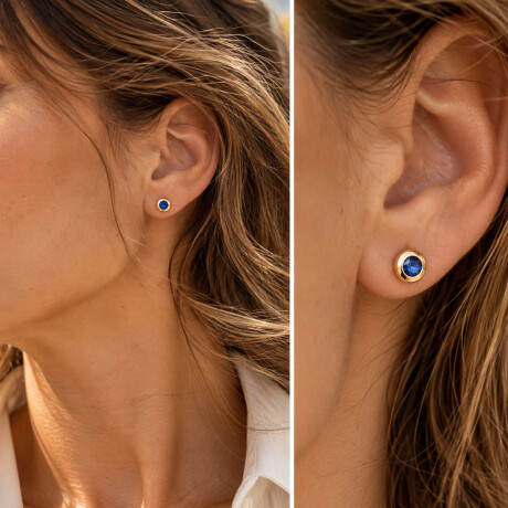 Caravanas Dot de Oro Amarillo 18k y Zafiros Azules Caravanas Dot de Oro Amarillo 18k y Zafiros Azules