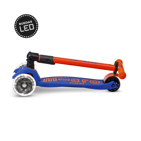 Monopatín Micro Maxi Plegable Neón LED Ajustable con 3 Ruedas NARANJA