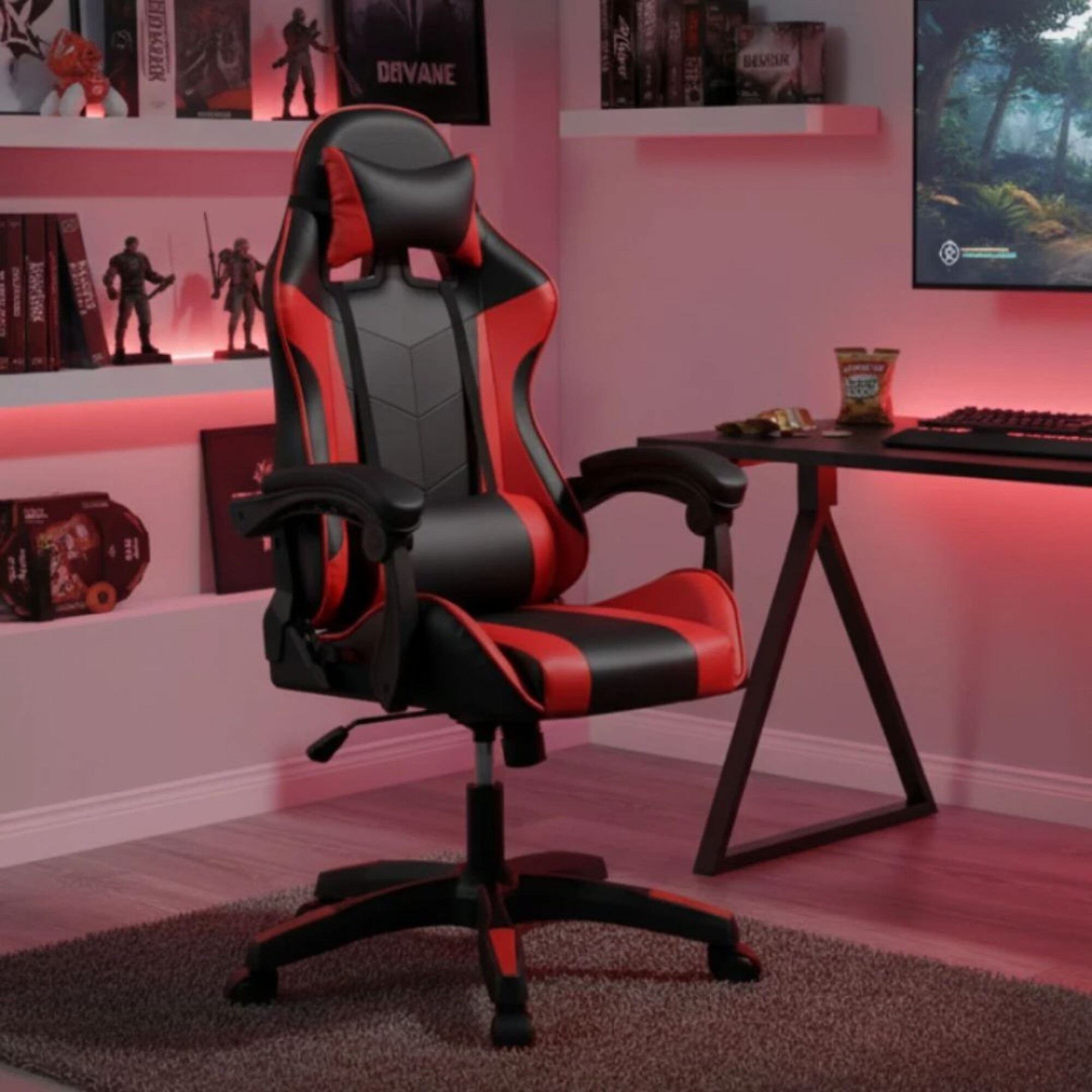 silla-gamer-gaming-reclinable-negra-roja-brillante