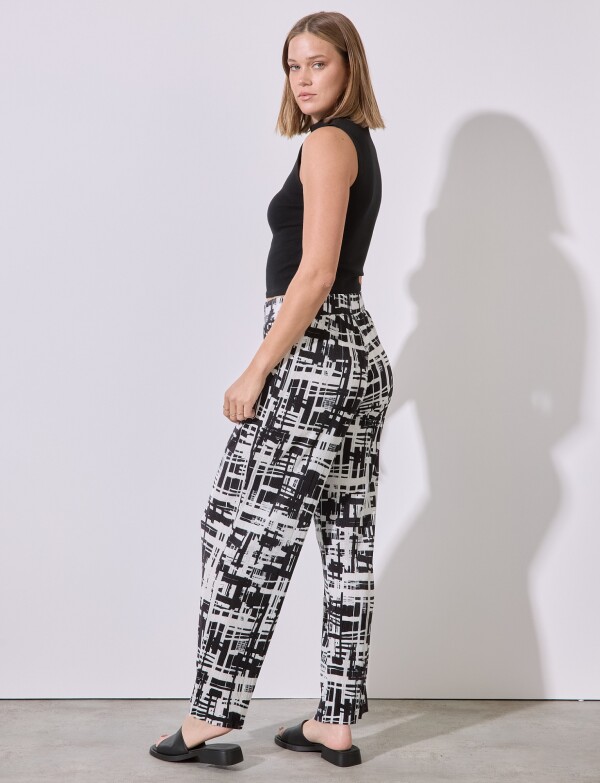 Pantalon Plisado NEGRO/BLANCO