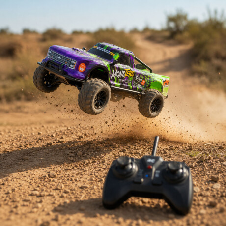 Camioneta Control Remoto RC Monster Torna Alta Vel a Pilas Violeta/verde