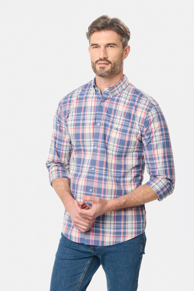CAMISA A CUADROS - Bordo 