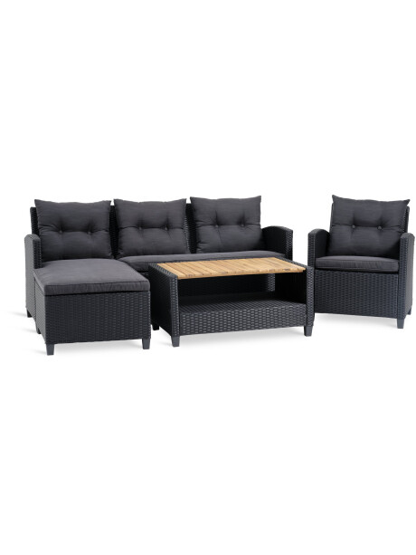 Set jardín VEN 4 pl chaise longue negro Set jardín VEN 4 pl chaise longue negro