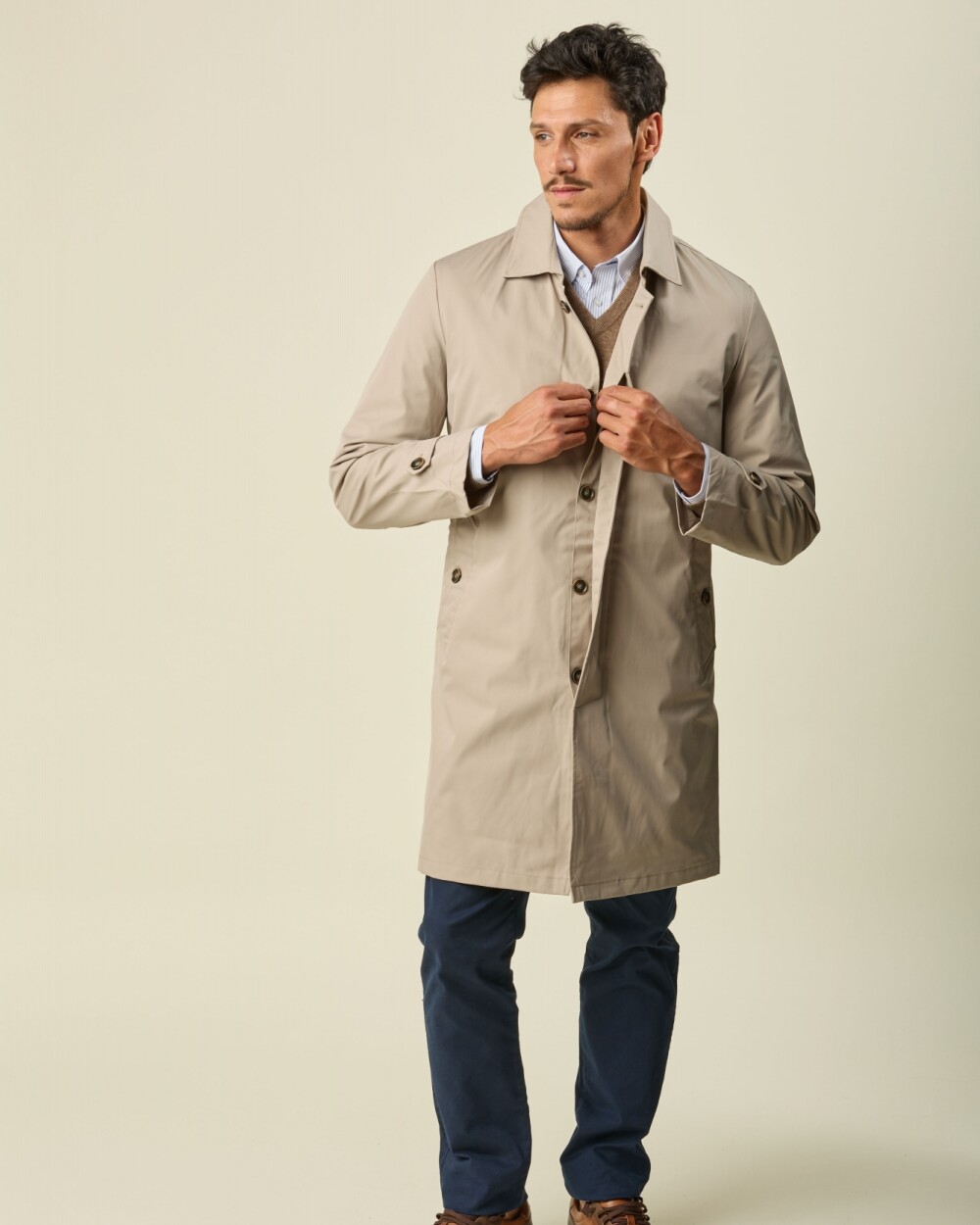 Gabardina Algodón Beige