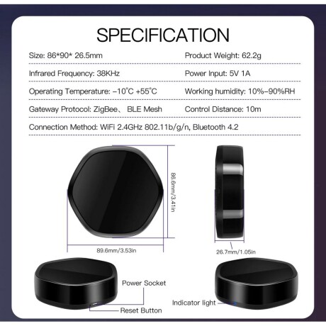 Gateway Moes Mhub-yr-w-ir Zigbee Bt Ir Tuya Hub 001
