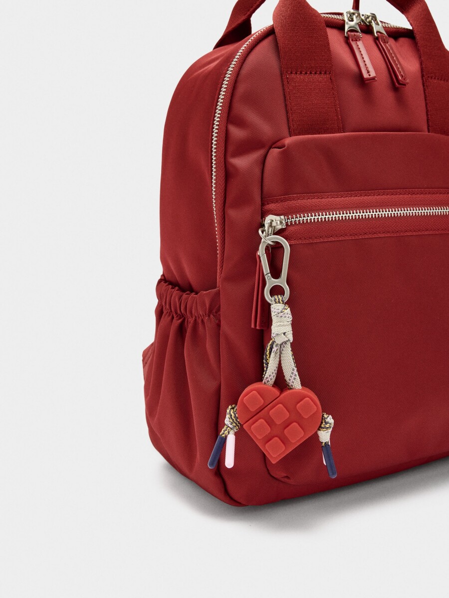 Mochila De Nylon Con Colgante De Corazón rojo