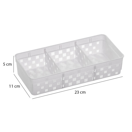 Caja Organizadora Plástica Quadratta c/ Divisiones 23x11x5Cm Blanco