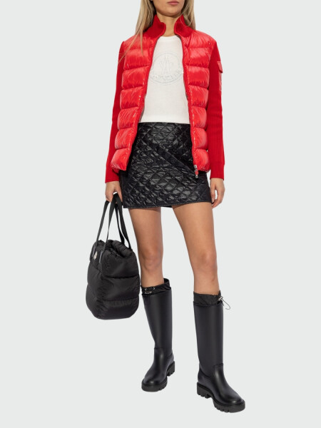 Moncler - Cardigan acolchado con relleno de plumas Rojo