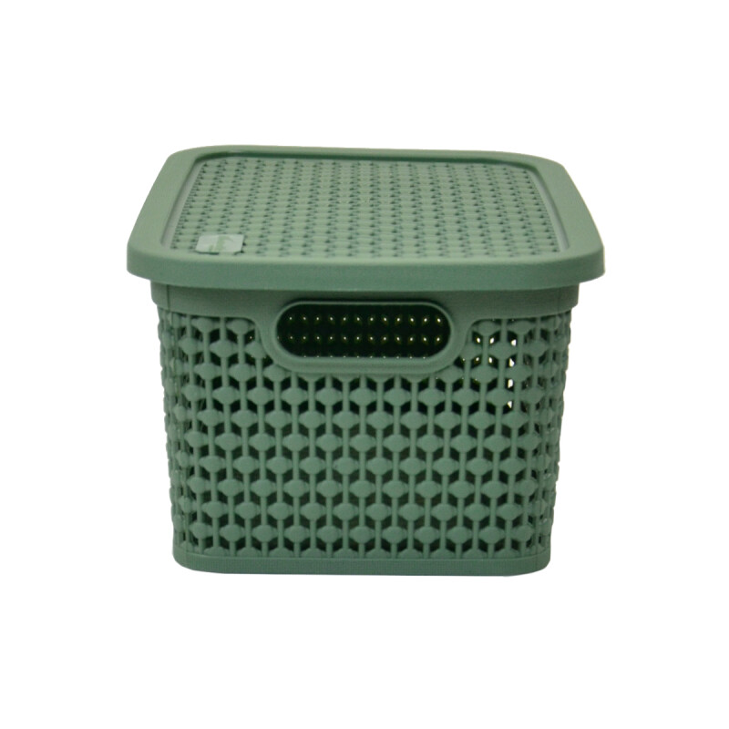 Caja simil rattan 2,5lts. (23x15,5x11cm) VERDE