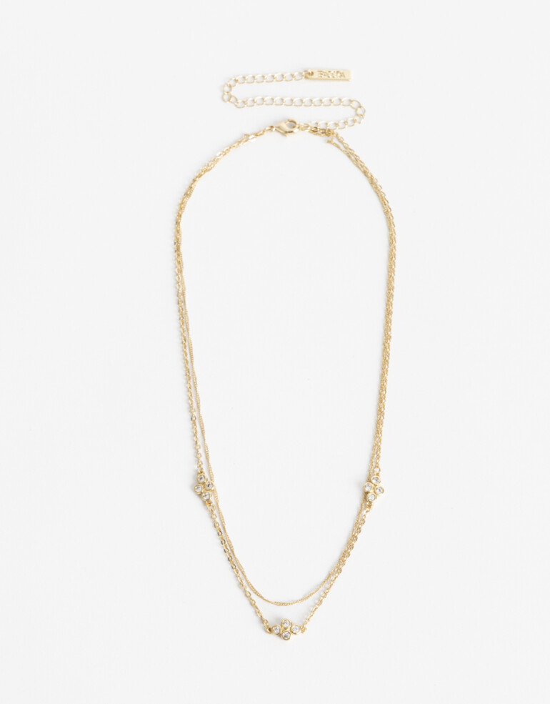 Collares Cortos Cubic zirconia Collar Con Dije De La Línea Delicates. - Dorado