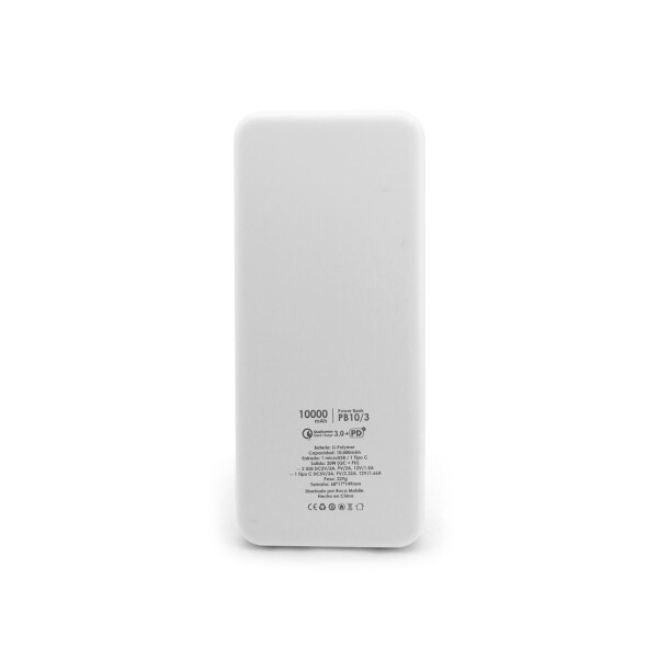 Power Bank 10000 mAh triple salida PD 20W color blanco Power Bank 10000 Mah Triple Salida Pd 20w Color Blanco