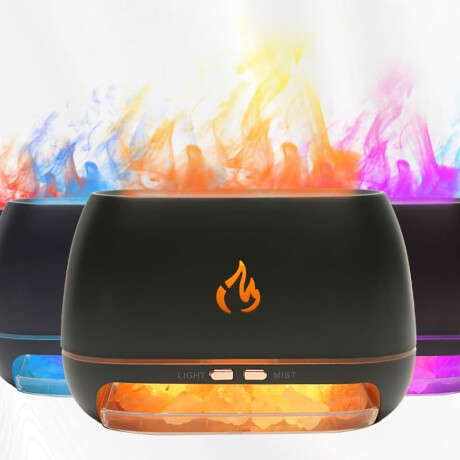 Difusor Vaporizador De Aroma con piedras de sal del himalaya Negro