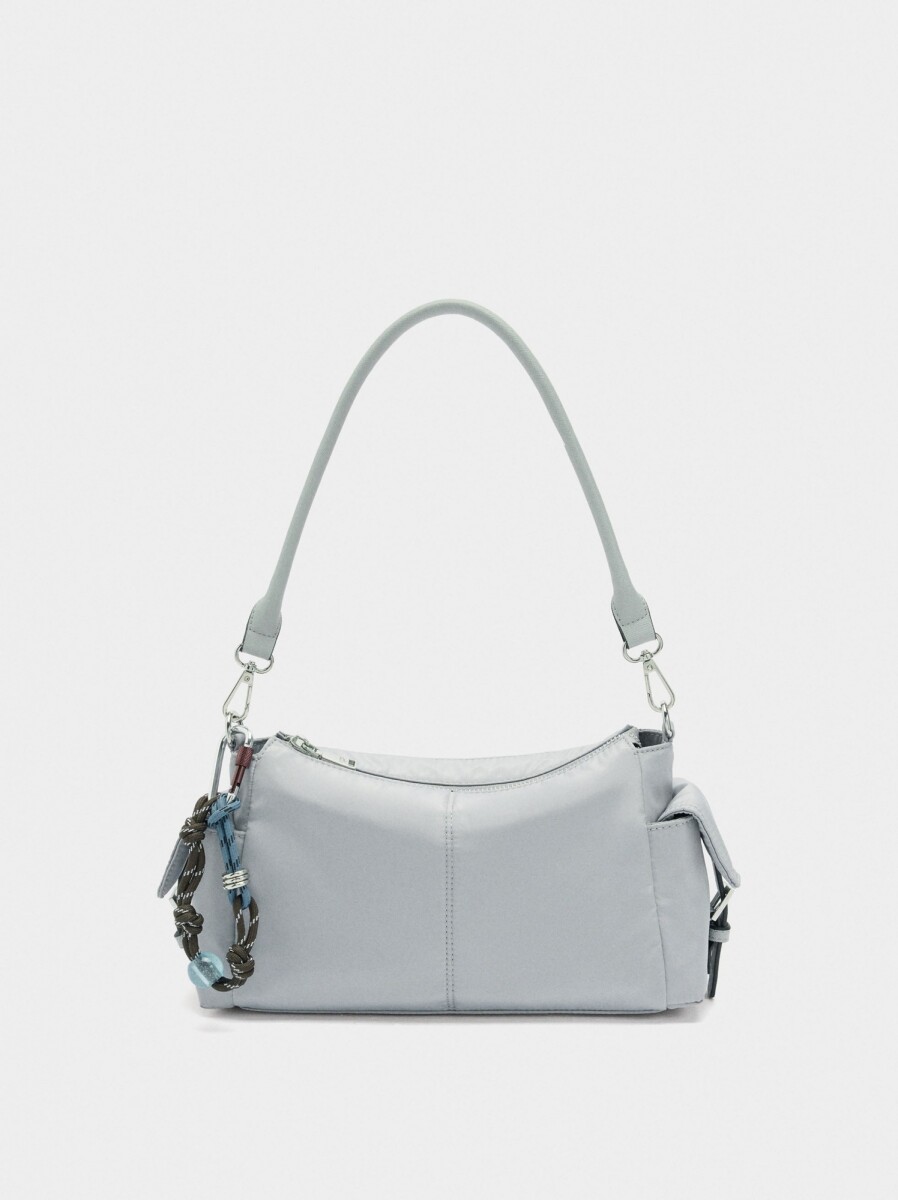 Bolso Bandolera De Nylon Con Colgante - crudo 