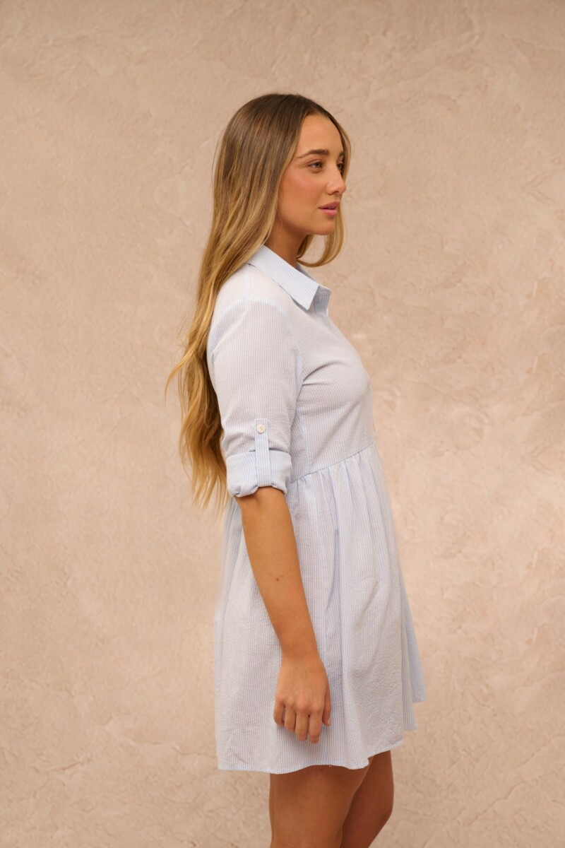 VESTIDO CLAUDIN CELESTE Y BLANCO VESTIDO CLAUDIN CELESTE Y BLANCO