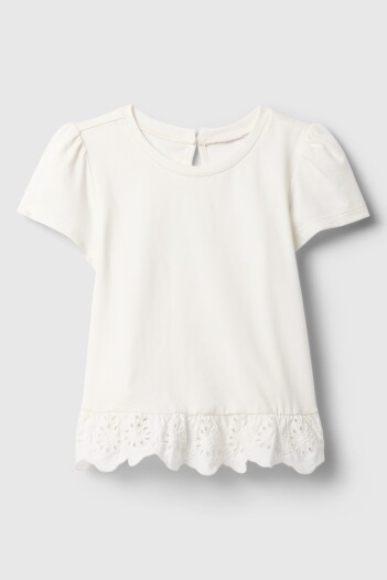 Remera Tunic Con Broderie Toddler Niña New Off White