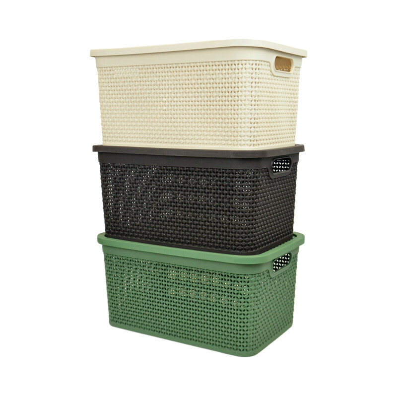 Caja simil ratán 15 lts 39x26x19 cm VERDE