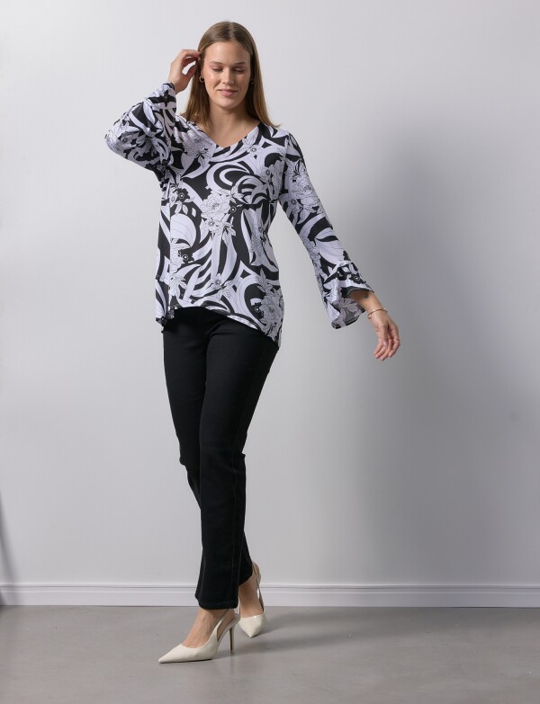 Blusa Printed NEGRO/BLANCO