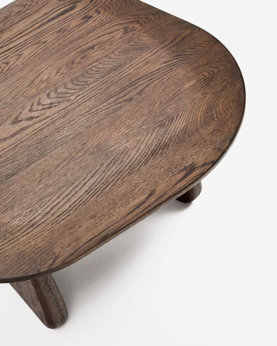 Mesa auxiliar Pirita de madera maciza de roble con acabado oscuro 70,6 x 70 cm FSC 100%