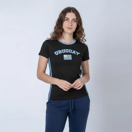 CAMISETA DE DAMA BANDERA UY NEGRO TALLE L NEGRO