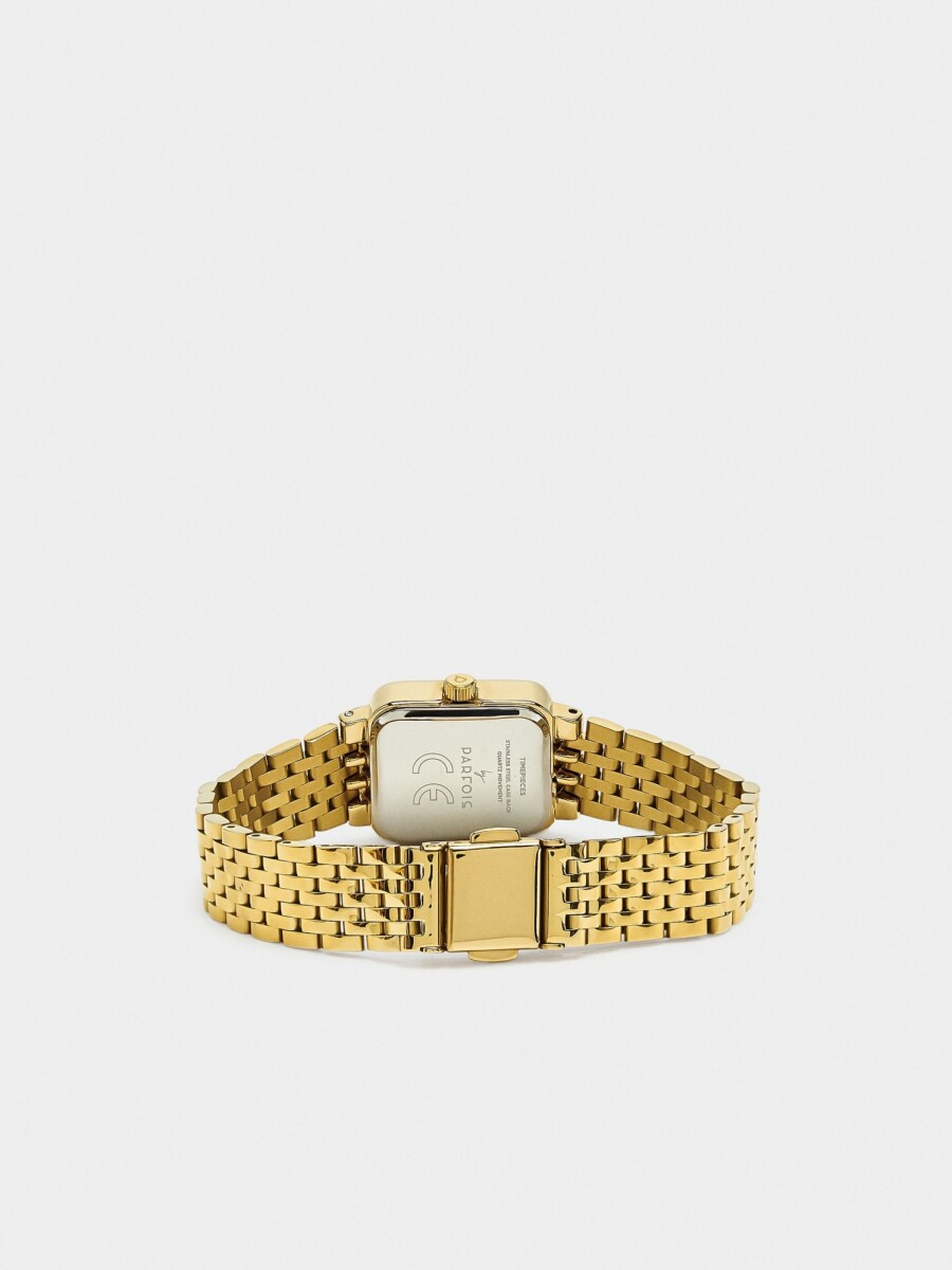 Reloj Cuadrado Con Pulsera De Acero Inoxidable dorado