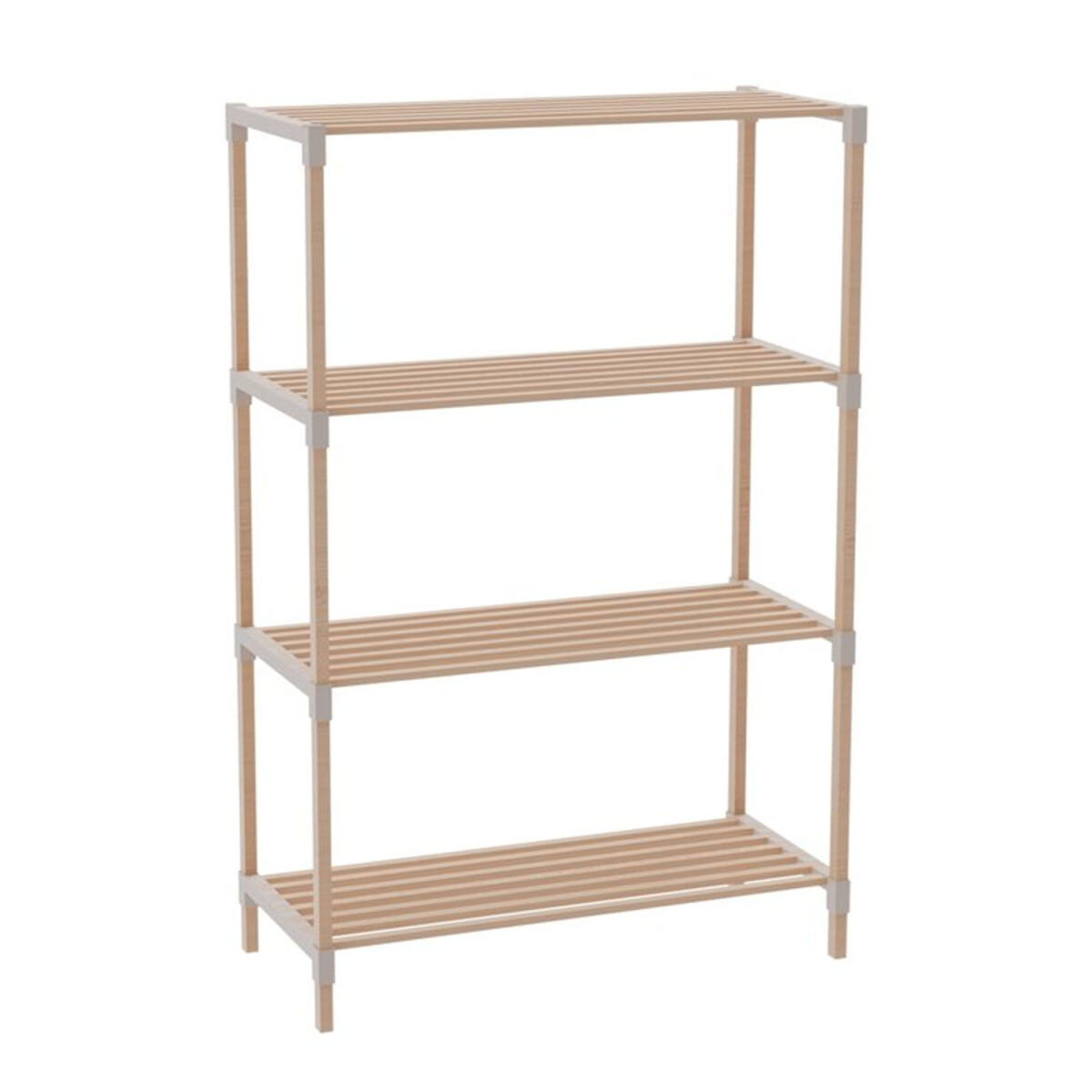 Estantería Organizadora Rack 4 Niveles 116x65x30Cm Madera PP - Natural 