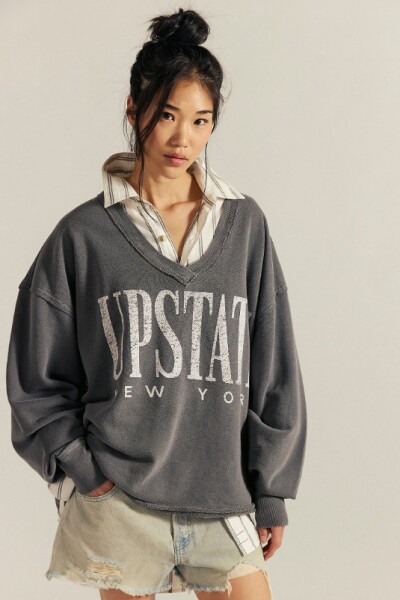 WTF VENICE V NECK GRAPHIC Negro