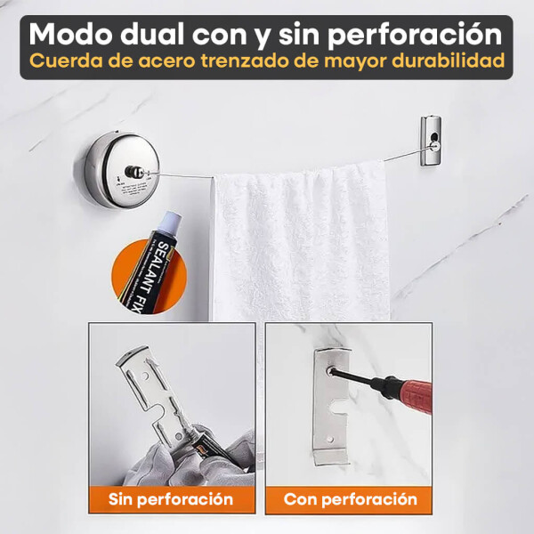 Tendedero Ropa Soga Linea 2,8 Metros Tender Pared Retractil Imback Color Plateado Tendedero Ropa Soga Linea 2,8 Metros Tender Pared Retractil Imback Color Plateado