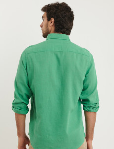 011665 CAMISA DE LINO HARRINGTON LABEL Verde Medio