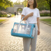 Bolso Transportador De Mascotas Ventilado Y Seguro CELESTE