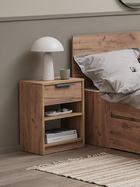 Mesa de luz JENSLEV 1 cajon 2 estantes color roble Mesa de luz JENSLEV 1 cajon 2 estantes color roble