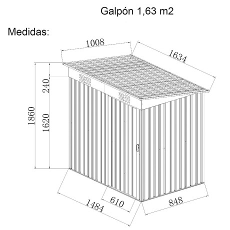 Galpón prefabricado Ecodrop reforzado 148x162x84 cm + Alarma Galpón prefabricado Ecodrop reforzado 148x162x84 cm + Alarma