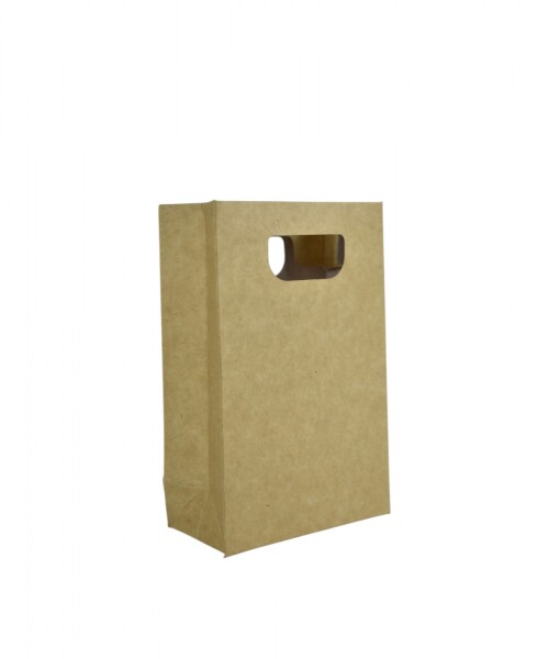 Bolsa cartulina eco sacabocado 10x05x15 cm MADERA