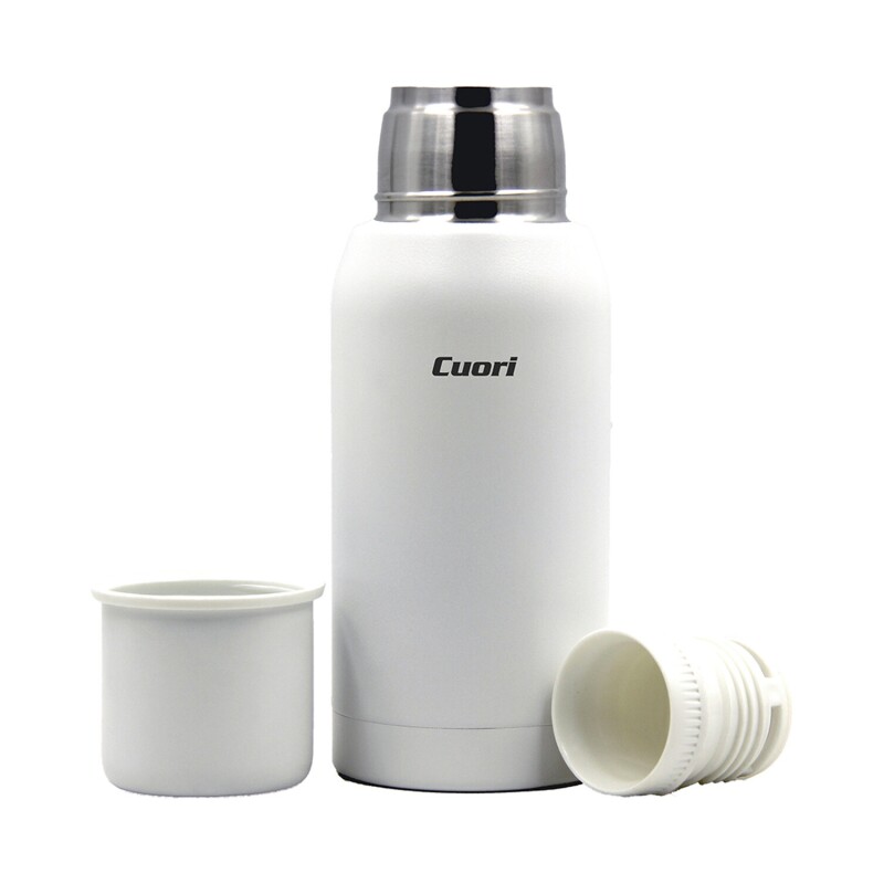Termo Cuori Botti 750ml De Acero Inoxidable Con Tapón Cebador Para Mate Blanco