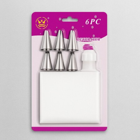 MANGA DE REPOSTERIA CON 6 BOQUILLAS METALICAS MANGA DE REPOSTERIA CON 6 BOQUILLAS METALICAS