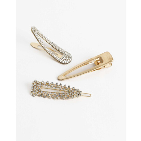 Set De Hebillas Con Strass Dorado