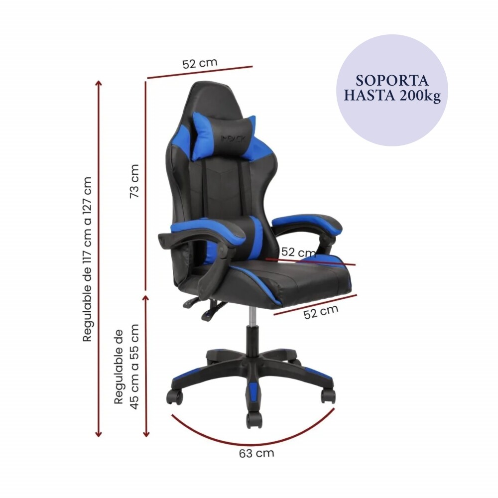 Silla Gamer Gaming Ergonomica Reclinable - PU Azul