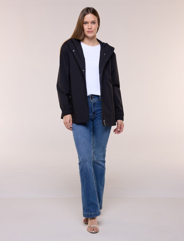 Gabardina Con Capucha Impermeable NEGRO