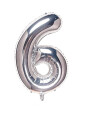 GLOBO NUMERO 6 PLATEADO