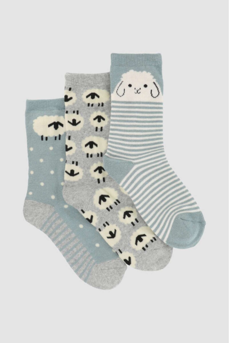 Pack x3 medias deportivas half terry diseño varón mor - Variante 9 