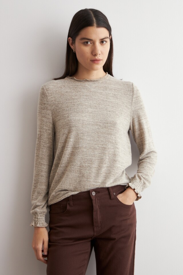 Media polera texturada beige melange