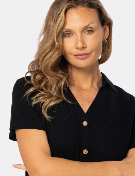 CAMISA DE LINO LISA Negro