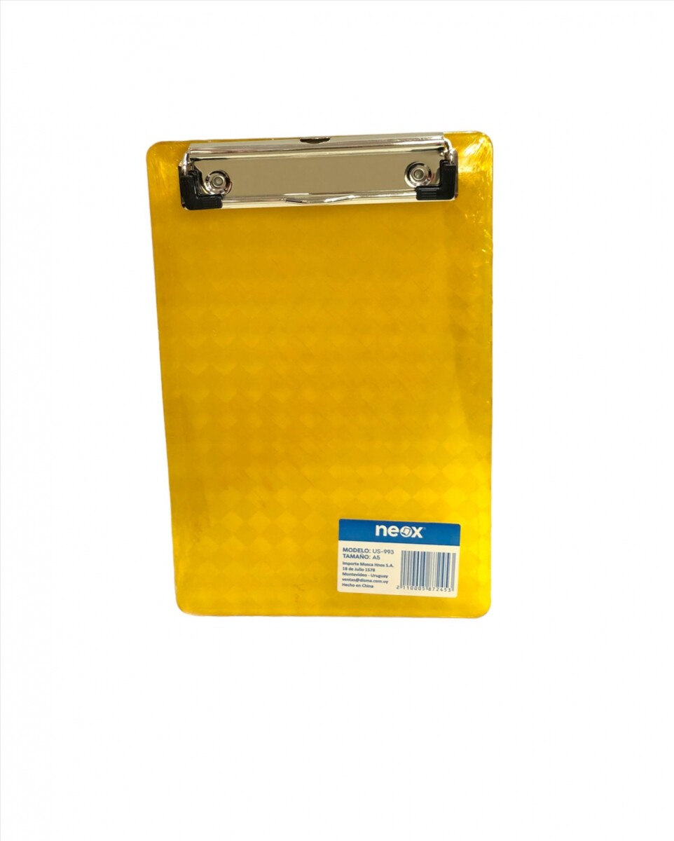 Tabla Neox A5 con Aprieta papel Transparente - Amarillo 