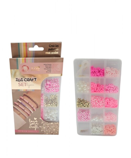 Set p/confección de bijouterie ibi craft - 700 piezas - tonos rosado Set p/confección de bijouterie ibi craft - 700 piezas - tonos rosado
