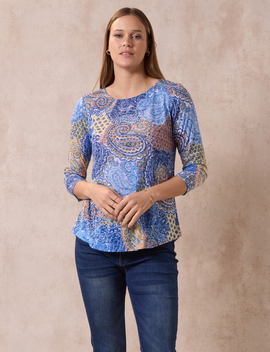 Blusa Bulgaros - Multi/azul 